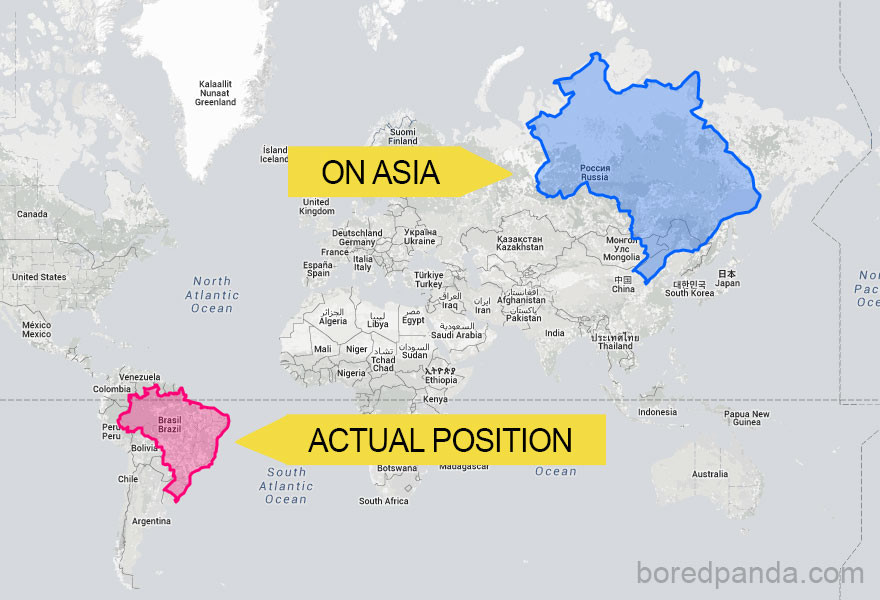 Gdyby Brazylia leżała w Azji, to wyglądałaby na większą