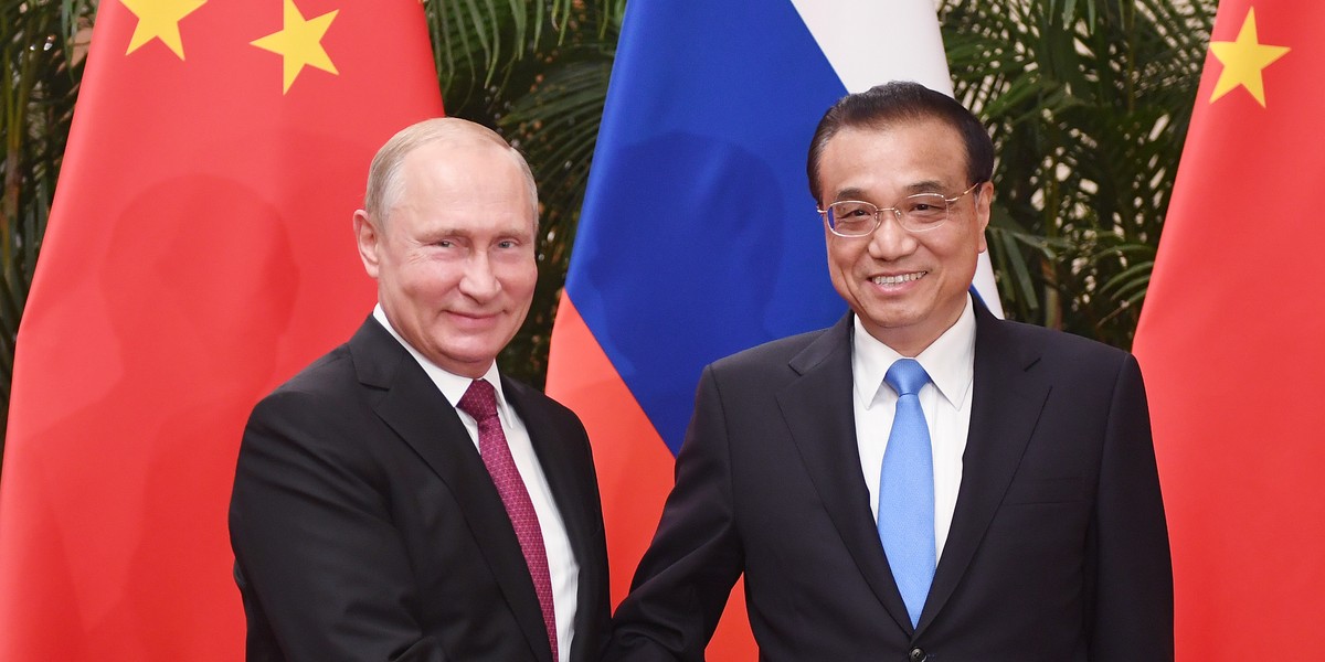 Prezydent Rosji Władimir Putin i premier Chin Li Keqiang w 2018 r.