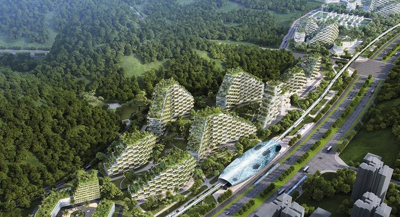 A rendering of the upcoming forest city in Liuzhou, China.
