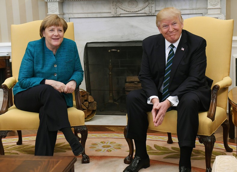 Kanclerz Niemiec Angela Merkel i prezydent USA Donald Trump w Gabinecie Owalnym. Waszyngton, 17 marca 2017 r.