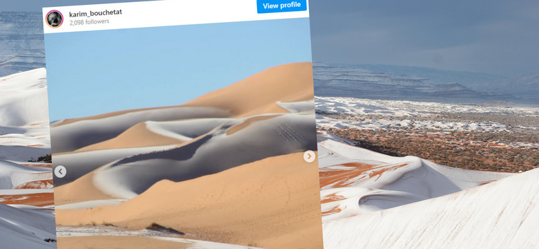 Na Saharze spadł śnieg. Wygląda niesamowicie, ale klimatolodzy ostrzegają [ZDJĘCIA]