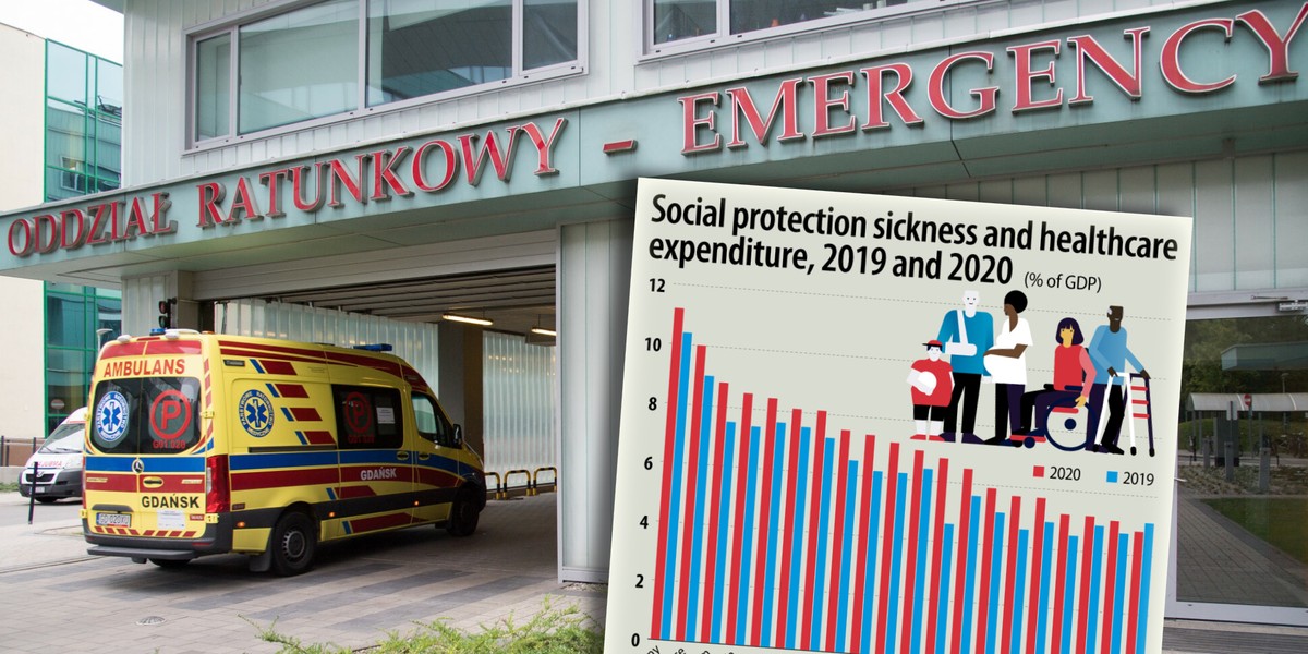 Dane Eurostatu wskazują, że w porównaniu z 2019 r. wydatki w Polsce na ochronę socjalną i opiekę zdrowotną były najmniejsze w UE. Wszystkie kraje oprócz Polski zwiększyły nakłady na te cele w relacji do PKB. 