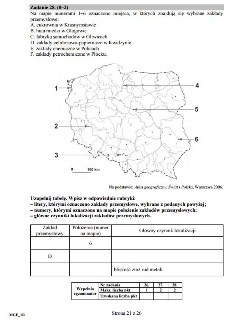 Arkusz egzaminacyjny - geografia na poziomie rozszerzonym