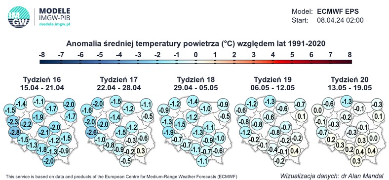 Chłodne masy powietrza utrzymają się nad Polską co najmniej do połowy maja