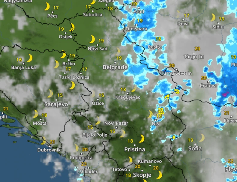 Kretanje nevremena u 23 sata