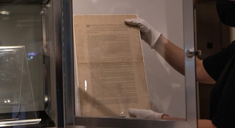 The Constitution is on display at Sotheby's on September 17.