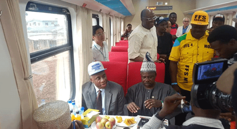 A test-run of the completed section of the 156km Lagos-Ibadan rail modernisation project was carried out on Friday, February 8. (Channels)