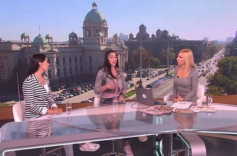 Julija i Natalija Đukić Fitnes bliznakinje i Irina Vukotić (Foto: Screenshot TV Prva)