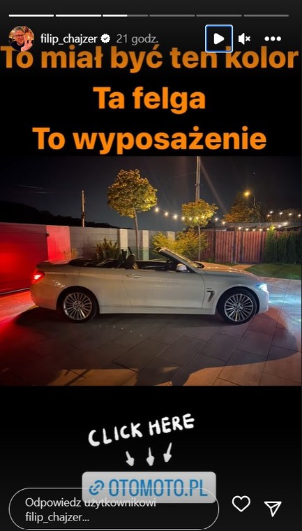 InstaStory z profilu Filipa Chajzera