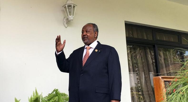 Djibouti's President Ismail Omar Guelleh arrives for a Reuters interview at his home in Ethiopia's capital Addis Ababa, January 30, 2016. REUTERS/Edmund Blair