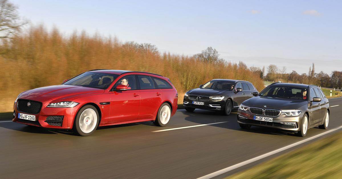 Jaguar XF kontra Volvo V90 i BMW 530i Touring luksusowe