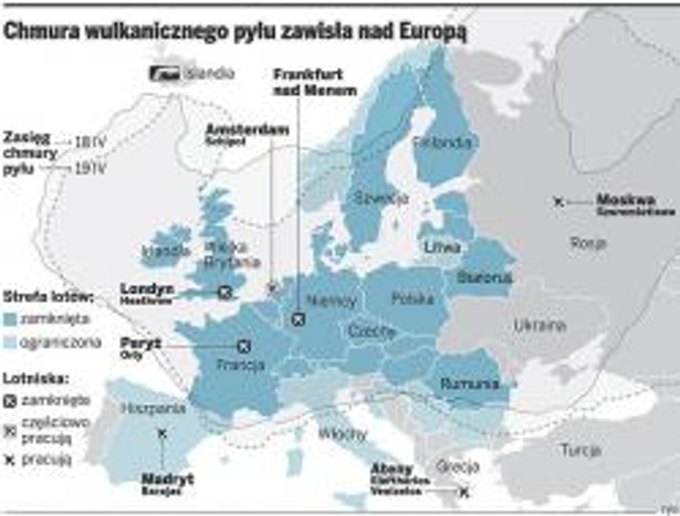 Pył wulkaniczny nie ustępuje: kolejne kraje w Europie przedłużają zakaz lotów