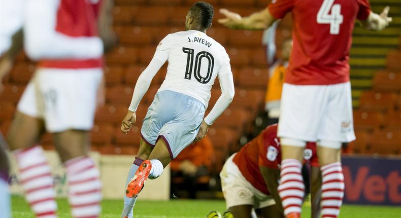 Jordan Ayew scored Aston Villa's goal against Barnsley