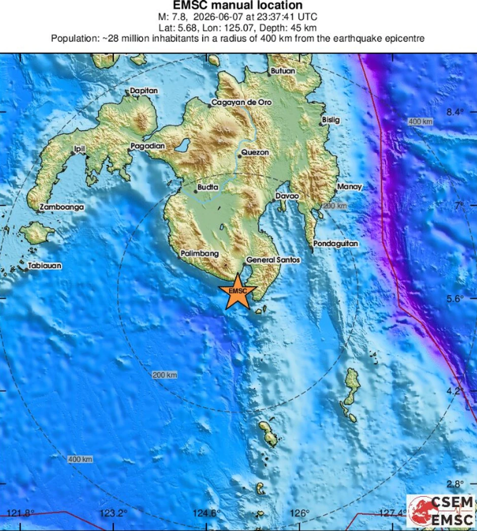 Epicentar zemljotresa na Filipinima
