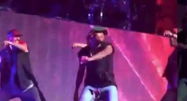 Chris Brown's jeans tore open on stage