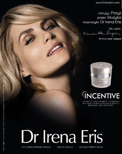 Emmanuelle Seigner w reklamie kosmetyków Eris