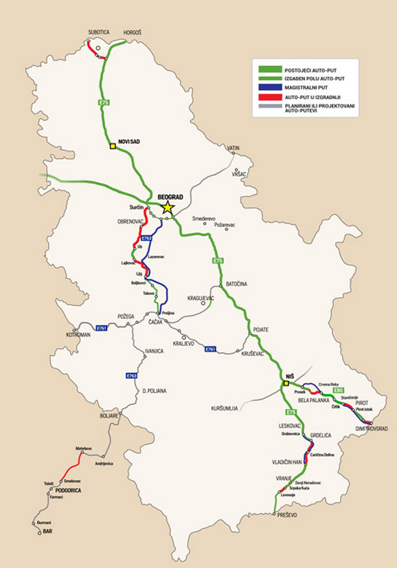 mapa srbije satelitski snimak leskovac NAJNOVIJA DETALJNA MAPA SRPSKIH AUTOPUTEVA Evo koji su delovi  mapa srbije satelitski snimak leskovac