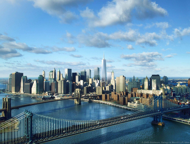 Wizualizacja nowego kompleksu World Trade Center z Wieżą Wolności