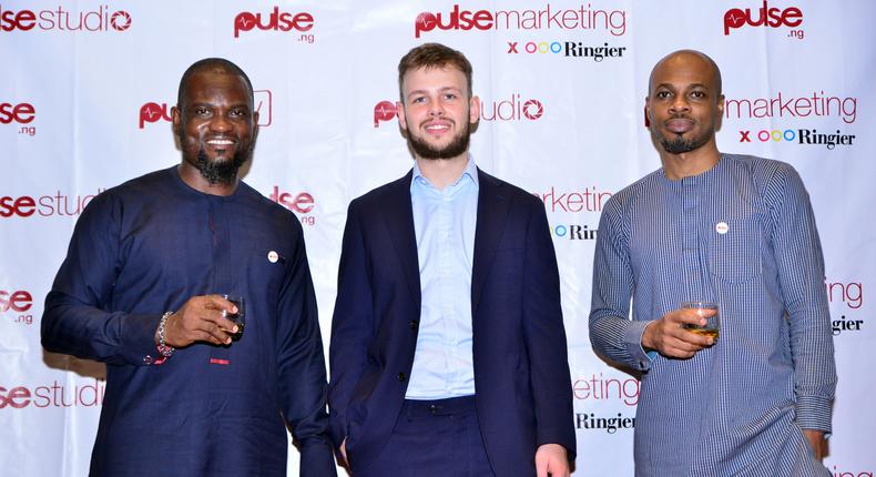 From left: Ben Onwe, Director of New Business, Pulse Nigeria; Moritz Boullenger, Managing Director, Pulse Nigeria, and Ben Bassey, Editor-In-Chief, Pulse Nigeria at the Pulse brand unification event.  