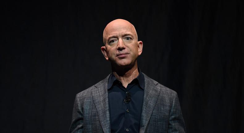 FILE PHOTO: Founder, Chairman, CEO and President of Amazon Jeff Bezos speaks during an event about Blue Origin's space exploration plans in Washington, U.S., May 9, 2019. REUTERS/Clodagh Kilcoyne