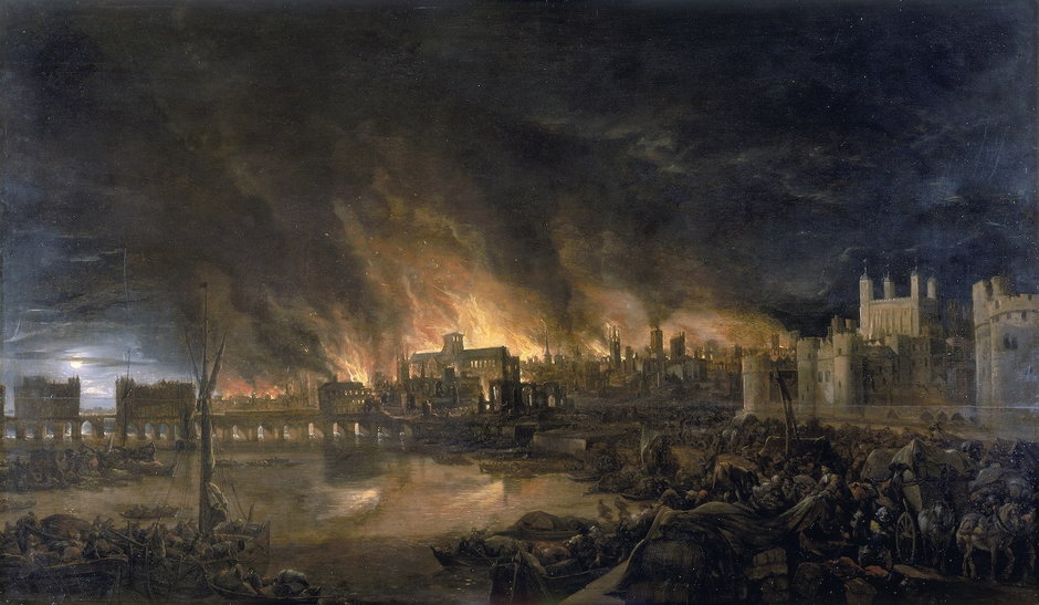 Dzieło nieznanego autora przedstawiające wielki pożar Londynu