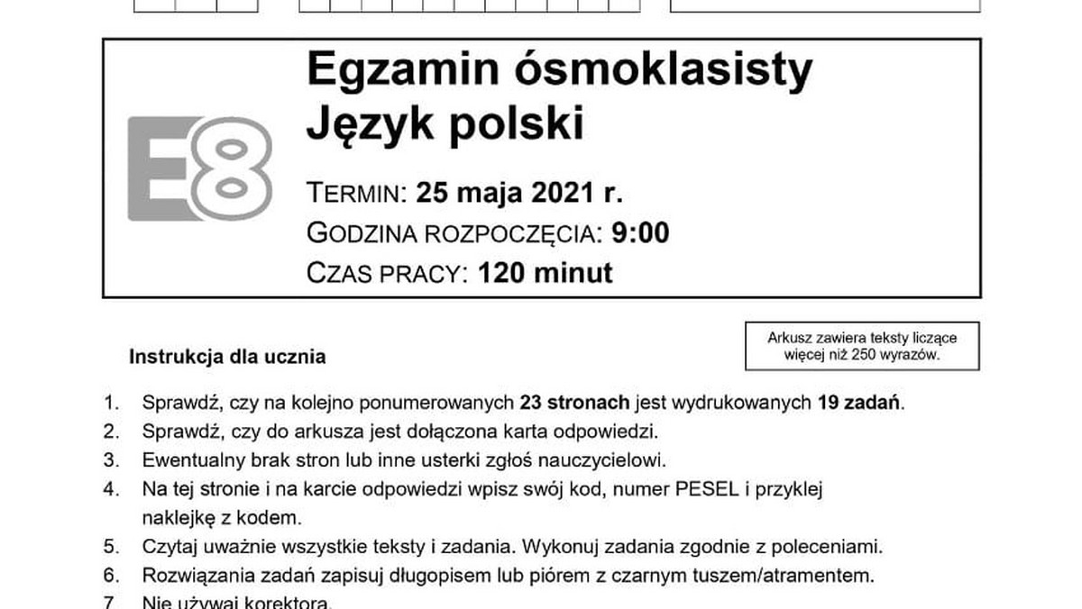 Egzamin ósmoklasisty 2022. Sprawdź, jak dobrze zdasz język polski