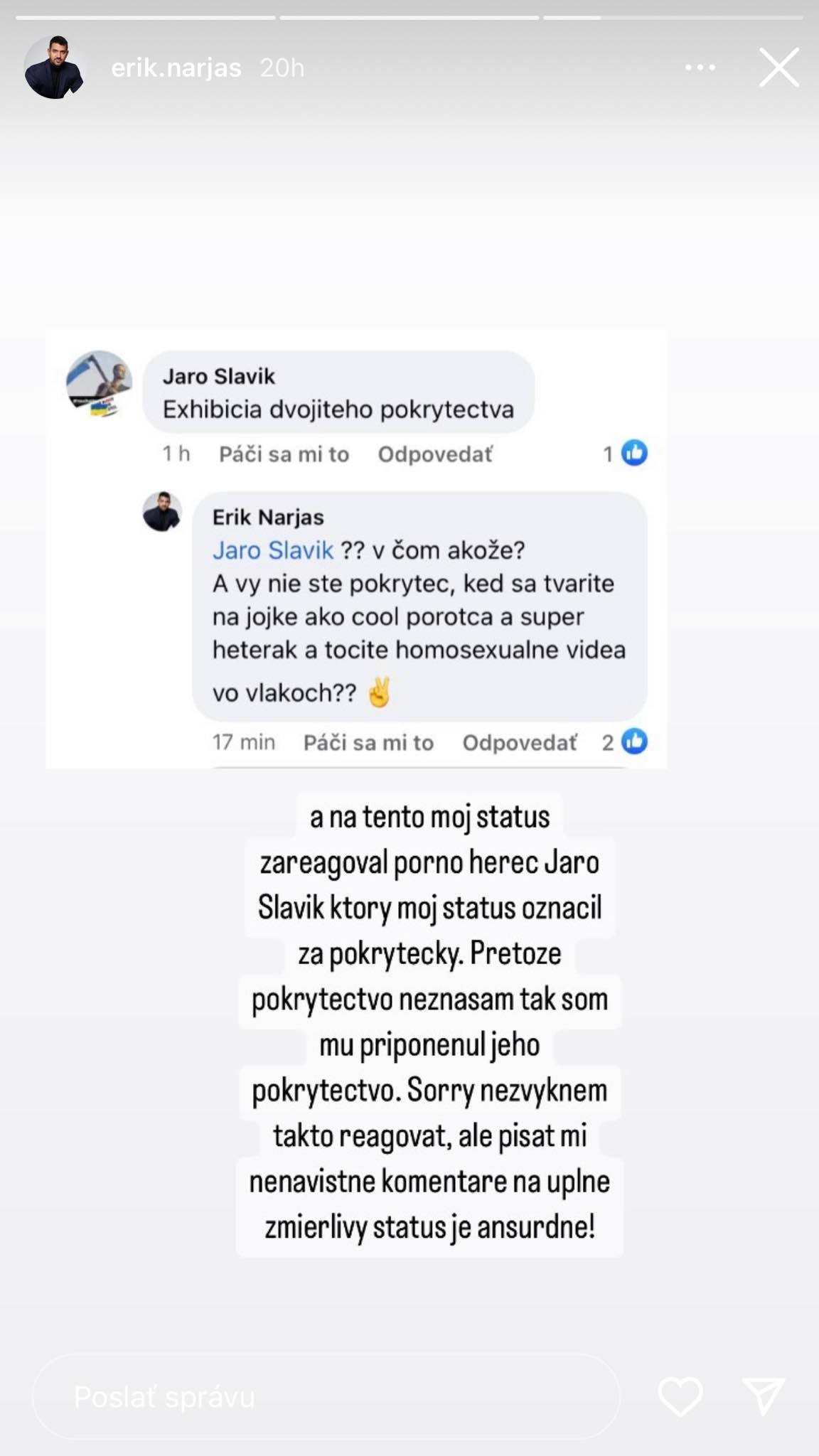 Výmena názorov medzi poslancom Erikom Ňarjašom a Jarom Slávikom. 