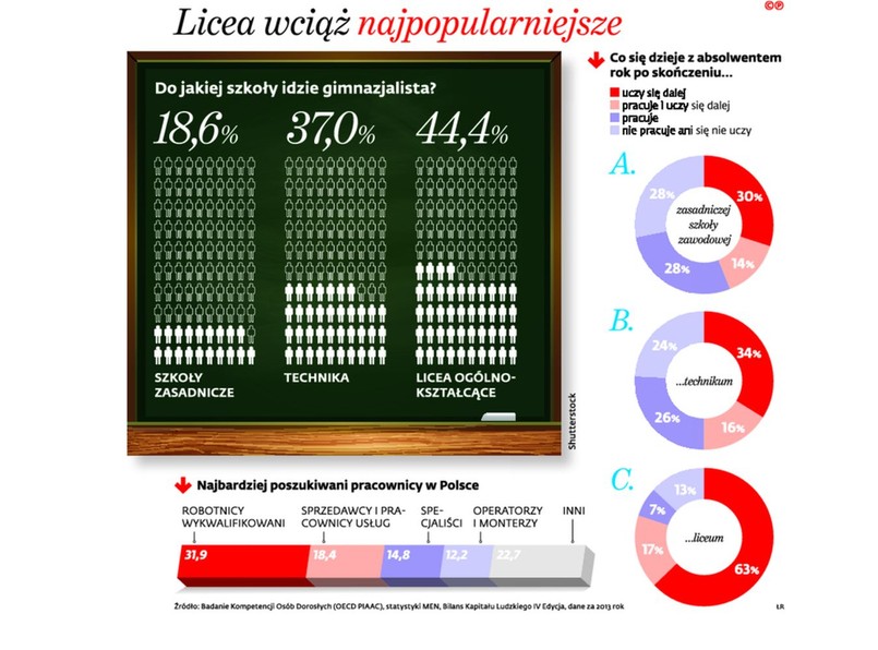 INFOGRAFIKA. Licea wciąż najpopularniejsze