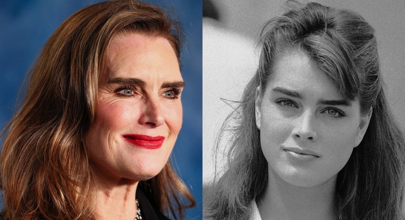 Brooke Shields in 2023 and 1983.Leon Bennett/FilmMagic; Frederic GARCIA/Gamma-Rapho via Getty Images