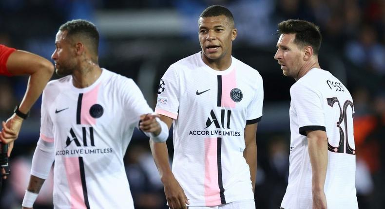 Neymar, Kylian Mbappe and Lionel Messi played together for the first time in midweek but PSG were held by Club Brugge in the Champions League Creator: KENZO TRIBOUILLARD