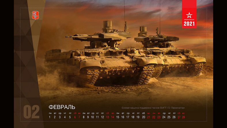 Uzbrojenie rosyjskiej armii - kalendarz na luty 2021 r.