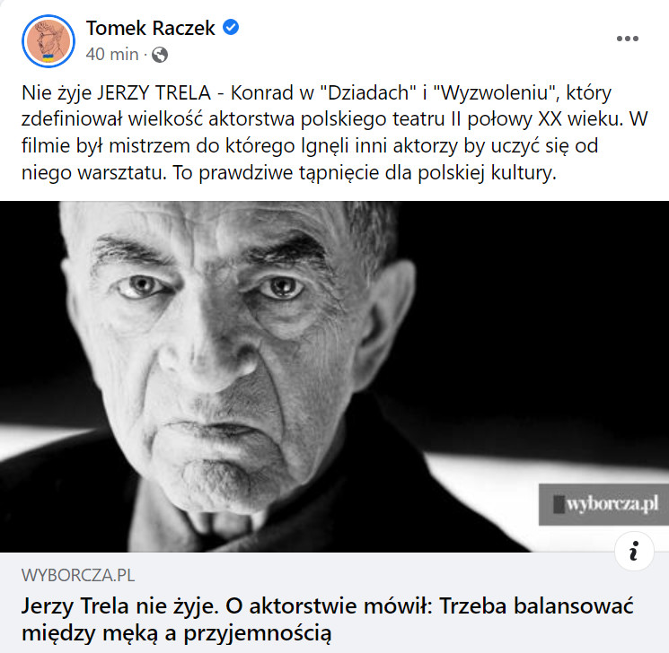 Tomasz Raczek żegna Jerzego Trelę