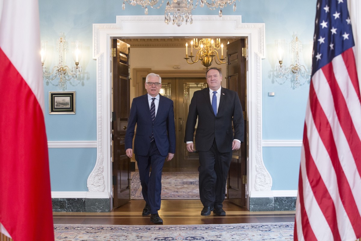 Jacek Czaputowicz z Mikiem Pompeo