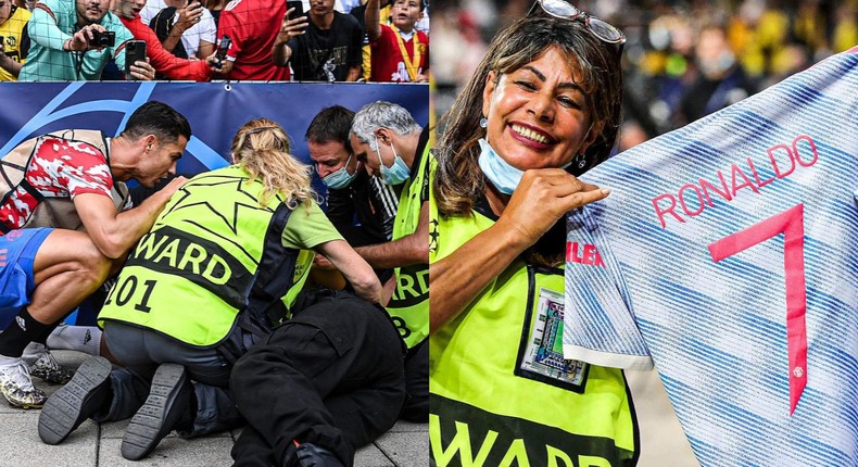 ‘Humble’ Ronaldo goes back to check on steward after mistakenly hitting her with a shot