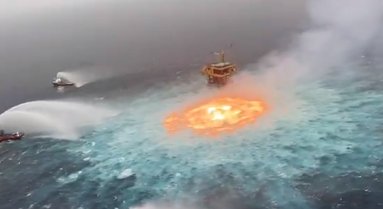 Ocean on Fire as underwater gas pipeline ruptures