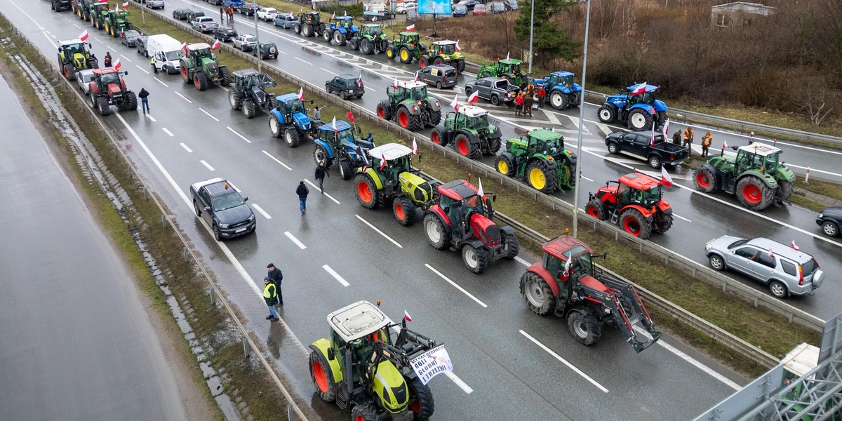 Protest rolników 20.03. Blokady dróg w Bydgoszczy, woj. kujawsko-pomorskie.