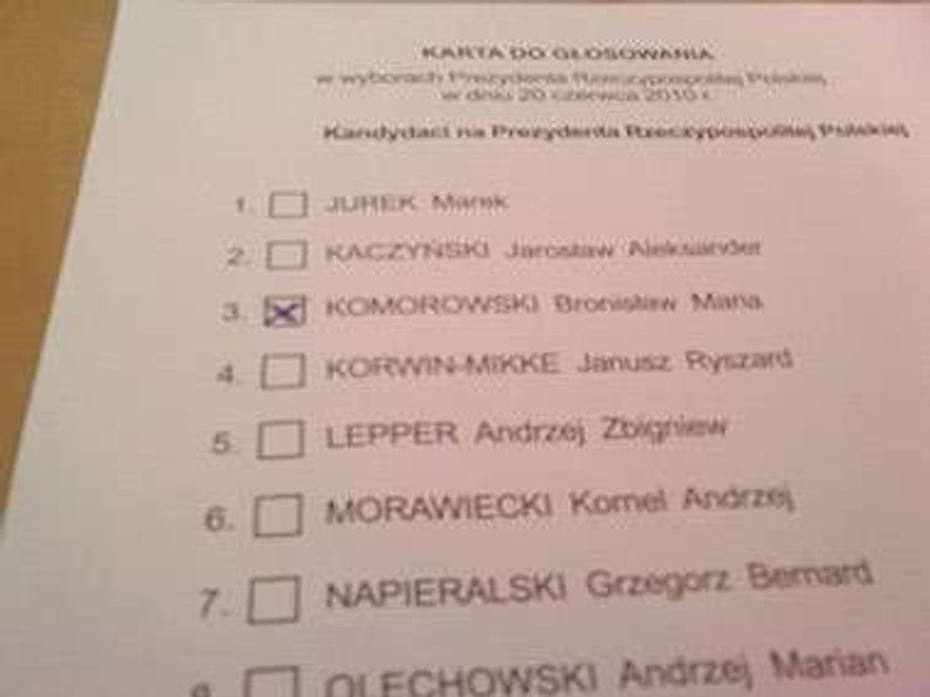 Oto karta do głosowania Wałęsy. Na kim postawił krzyżyk?