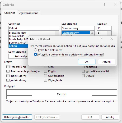 Zmiana czcionki w Microsoft Word