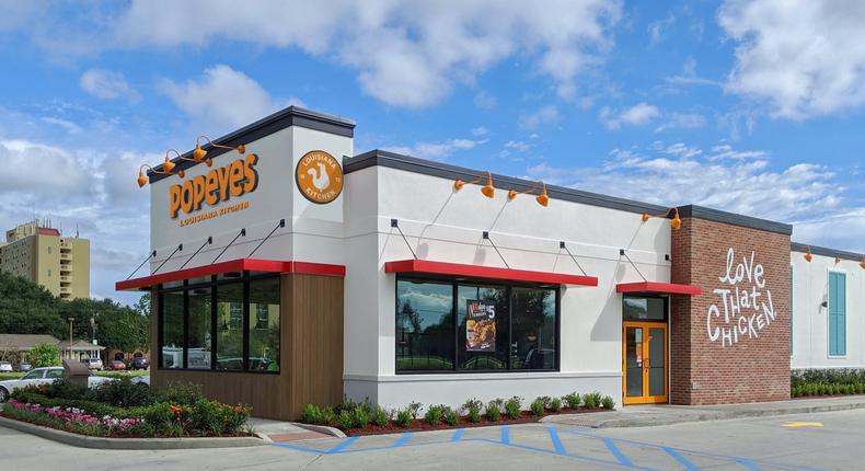 Popeyes new look restaurant exterior