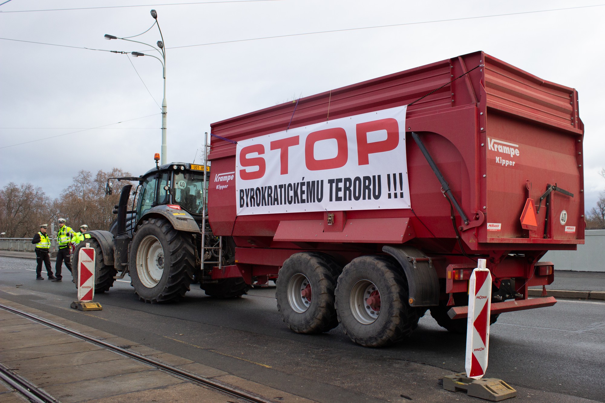Protest poľnohospodárov v Prahe.