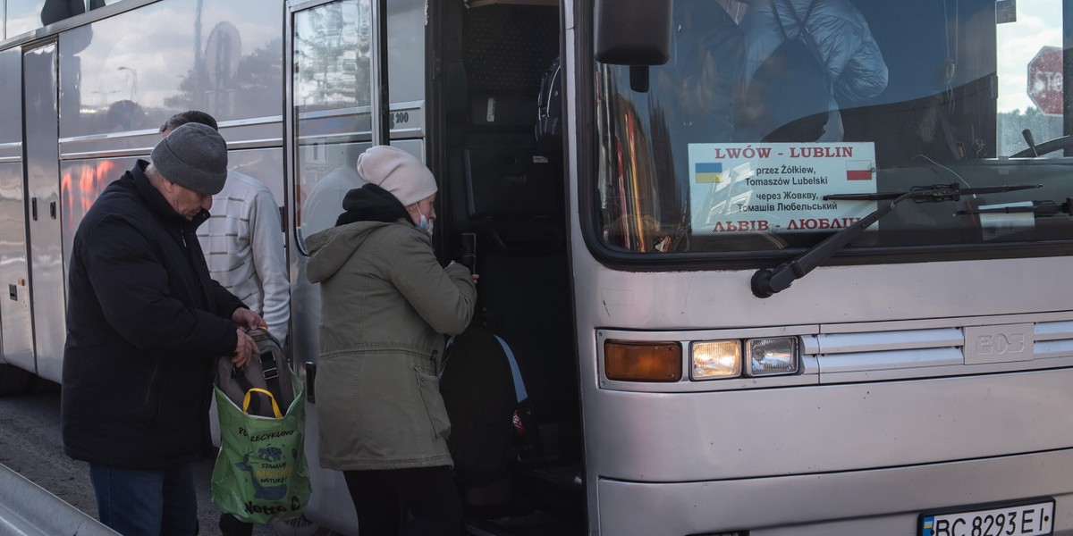 Polsko-ukraińskie przejście graniczne w miejscowości Hrebenne, 24 lutego 2022 r.