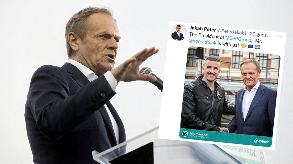 Peter Jakab i Donald Tusk na wspólnym zdjęciu w Budapeszcie (screen: Twitter.com/@PeterJakab1)