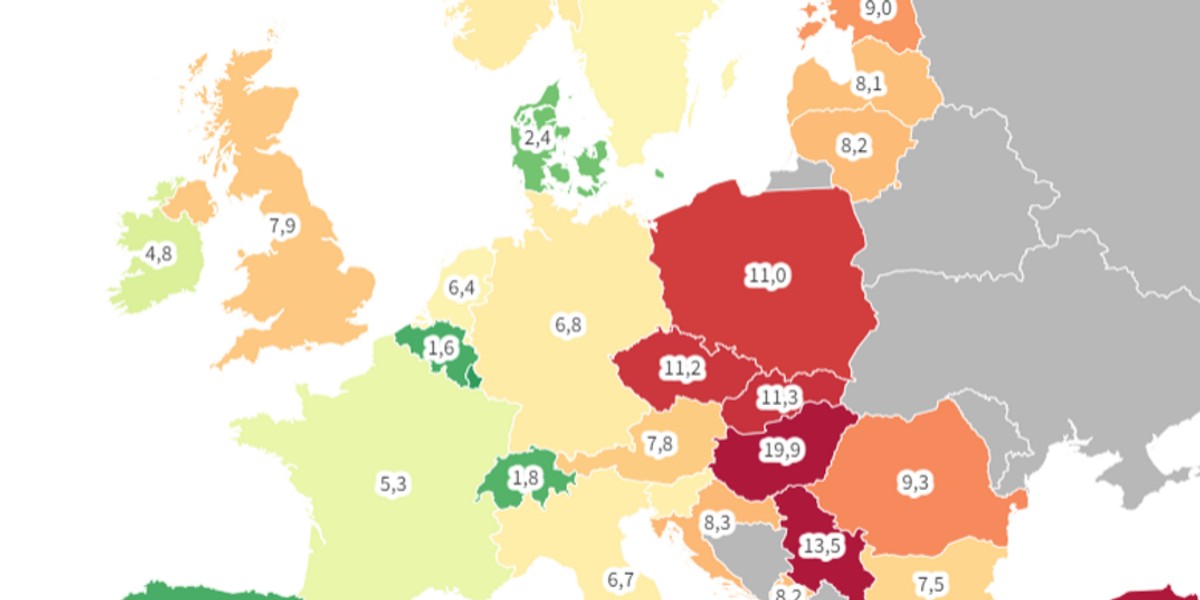 Polski wzrosty cen był czwarty najwyższy w Unii