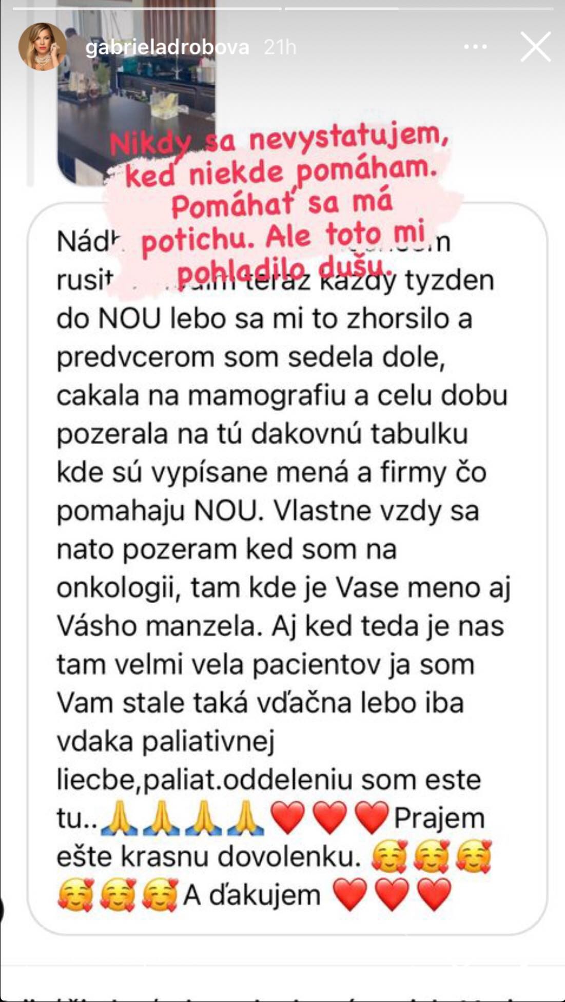 Správa ju pohladila na duši. 