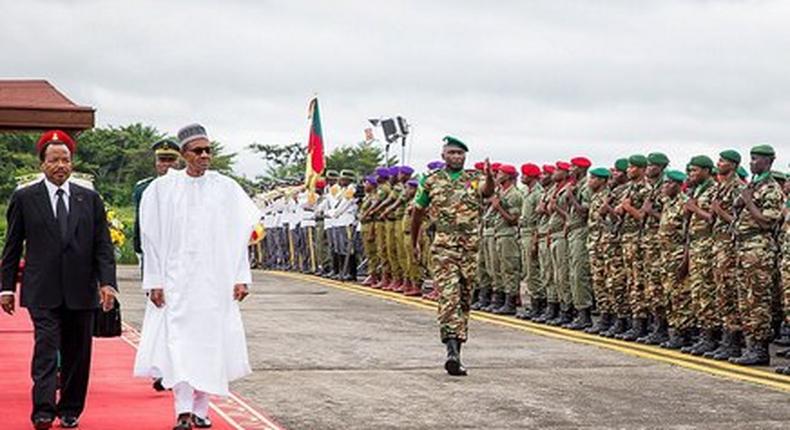 President Muhammadu Buhari with Cameroonian counterpart, Paul Biya on July 29, 2015