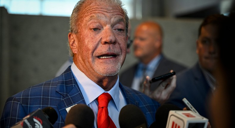 Indianapolis Colts owner Jim Irsay speaks during an NFL special league meeting at the JW Mariott in Bloomington.Aaron Ontiveroz/MediaNews Group/The Denver Post via Getty Images