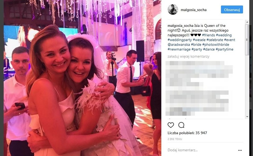 Małgorzata Socha na weselu Agnieszki Radwańskiej