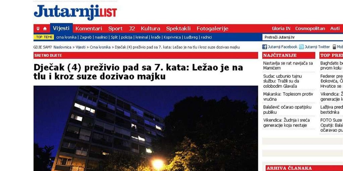 4-latek przeżył upadek z siódemgo piętra!