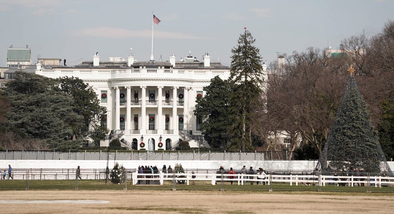 The White House viewed from the Ellipse in Washington DC, December 20, 2020.
