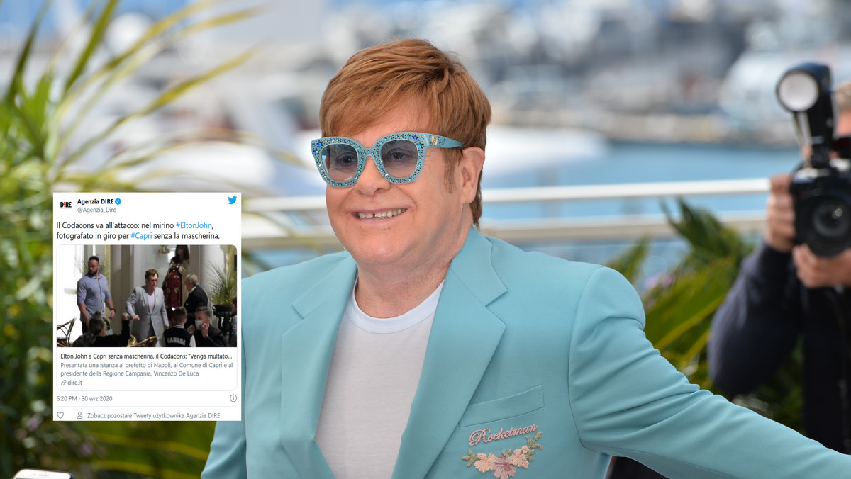 Elton John bez maseczki na wakacjach we Włoszech. Będzie kara?